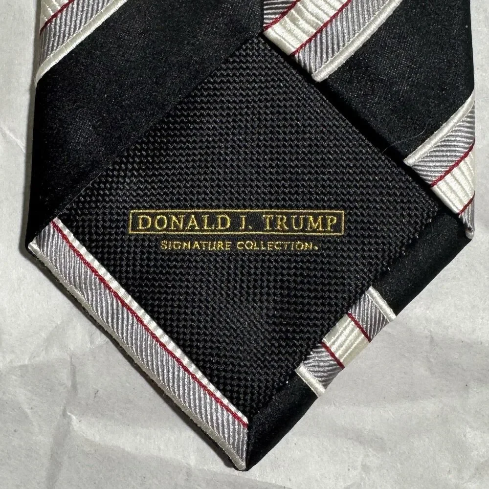 Donald J. Trump Signature Collection Silk Tie Black/White/Silver Striped 60
